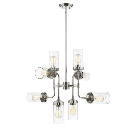 Z-Lite Calliope 8 Light Pendant, Polished Nickel & Clear 617-8PN